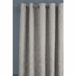 Alternative view of Catherine Lansfield Grey Damask Metallic Pinsonic Foil Printed Lined Eyelet Curtains
