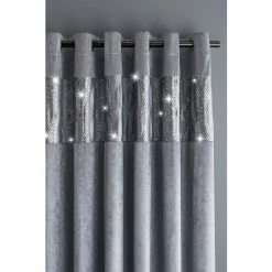 Alternative view of Catherine Lansfield Grey Crushed Velvet Glamour Sequin Curtains