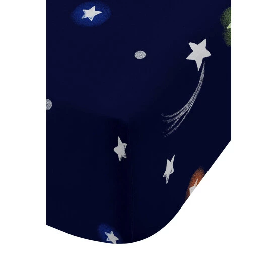 Catherine Lansfield Blue Kids Happy Space Fitted Sheet 2 Catherine Lansfield Blue Kids Happy Space Fitted Sheet - Image 2
