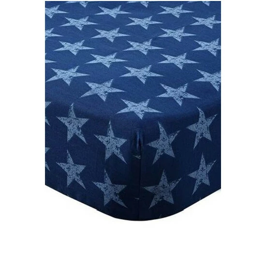 Catherine Lansfield Blue Star And Stripes Fitted Sheet 4 Catherine Lansfield Blue Star And Stripes Fitted Sheet - Image 4