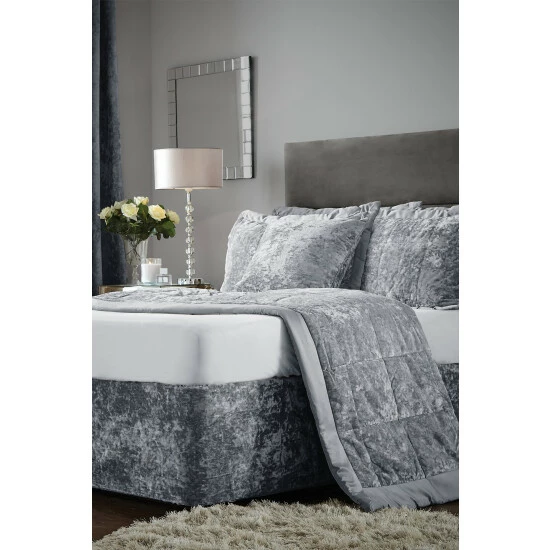 Catherine Lansfield Silver Crushed Velvet Divan Base Sheet 16 Catherine Lansfield Silver Crushed Velvet Divan Base Sheet - Image 5