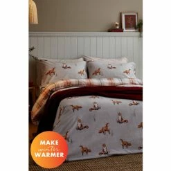 Catherine Lansfield Natural Brushed Fox Reversible Duvet Cover And Pillowcase Set