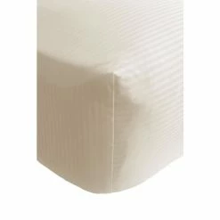 Catherine Lansfield Cream Satin Stripe Fitted Sheet