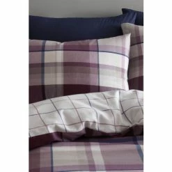 Alternative view of Catherine Lansfield Purple Brushed Check Reversible Duvet Cover And Pillowcase Set