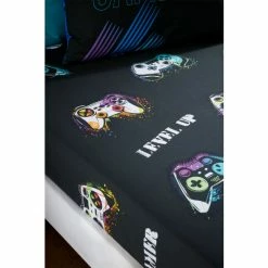 Catherine Lansfield Black Game Over Fitted Sheet