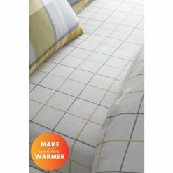 Catherine Lansfield Yellow Brushed Check Reversible Fitted Sheet