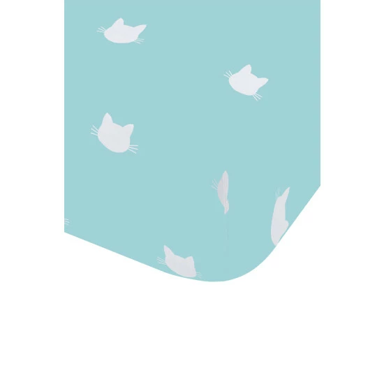 Catherine Lansfield Green Cute Cats Fitted Sheet 2 Catherine Lansfield Green Cute Cats Fitted Sheet - Image 2
