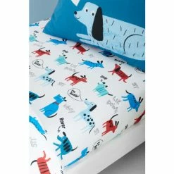 Catherine Lansfield White Woofing Dogs Fitted Sheet