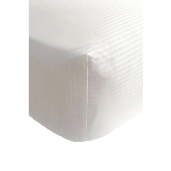 Catherine Lansfield White Satin Stripe Fitted Sheet 1 Catherine Lansfield White Satin Stripe Fitted Sheet
