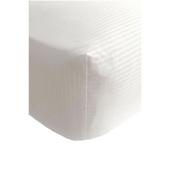 Catherine Lansfield White Satin Stripe Fitted Sheet 2 Catherine Lansfield White Satin Stripe Fitted Sheet - Image 2