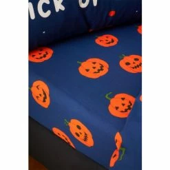 Catherine Lansfield Blue Halloween Pumpkin Fitted Sheet