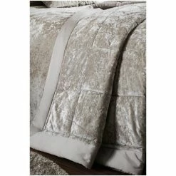Catherine Lansfield Natural Crushed Velvet Bedspread