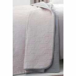 Catherine Lansfield Pink Embroidered Reversible Bedspread