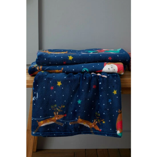 Catherine Lansfield Blue Santa's Christmas Wonderland Warm And Cosy Fleece Throw 1 Catherine Lansfield Blue Santa's Christmas Wonderland Warm And Cosy Fleece Throw