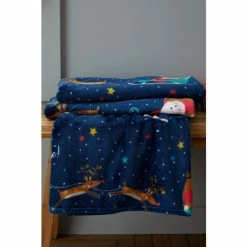 Catherine Lansfield Blue Santa's Christmas Wonderland Warm And Cosy Fleece Throw