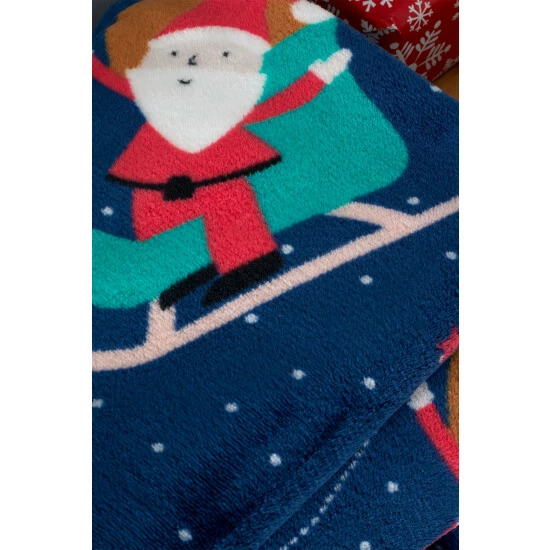 Catherine Lansfield Blue Santa's Christmas Wonderland Warm And Cosy Fleece Throw 2 Catherine Lansfield Blue Santa's Christmas Wonderland Warm And Cosy Fleece Throw - Image 2