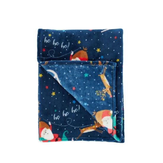 Catherine Lansfield Blue Santa's Christmas Wonderland Warm And Cosy Fleece Throw 4 Catherine Lansfield Blue Santa's Christmas Wonderland Warm And Cosy Fleece Throw - Image 4