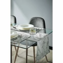 Alternative view of Catherine Lansfield Silver Grey Crushed Velvet Table Runner