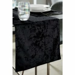 Catherine Lansfield Black Crushed Velvet Table Runner