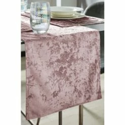 Catherine Lansfield Blush Pink Crushed Velvet Table Runner