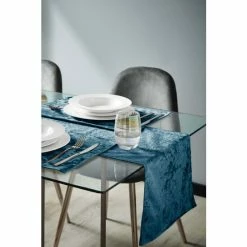 Alternative view of Catherine Lansfield Teal Blue Crushed Velvet Table Runner