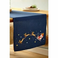 Catherine Lansfield Blue Santa's Christmas Wonderland Wipeable Table Runner