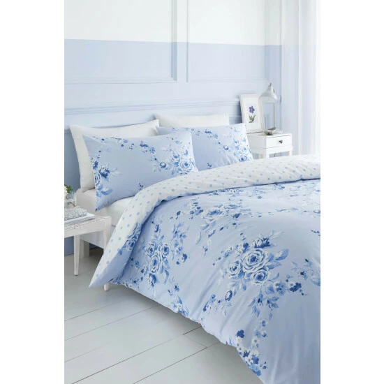 Catherine Lansfield Blue Canterbury Floral Duvet Cover And Pillowcase Set 1 Catherine Lansfield Blue Canterbury Floral Duvet Cover And Pillowcase Set