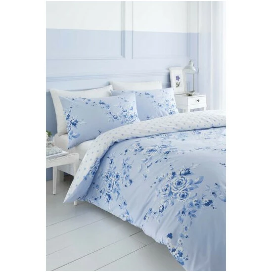 Catherine Lansfield Blue Canterbury Floral Duvet Cover And Pillowcase Set 5 Catherine Lansfield Blue Canterbury Floral Duvet Cover And Pillowcase Set - Image 5