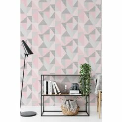 Catherine Lansfield Pink Larsson Geo Wallpaper Wallpaper