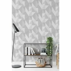 Catherine Lansfield Grey Larsson Geo Wallpaper Wallpaper