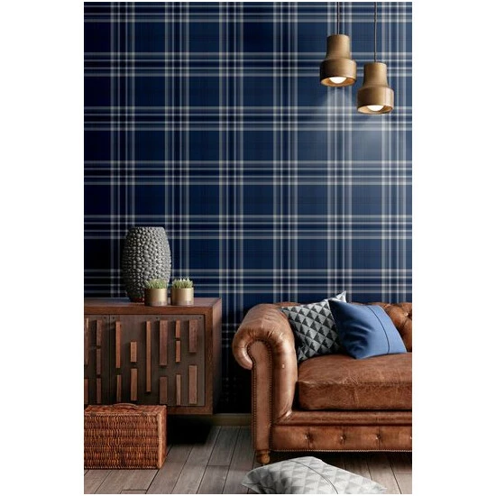 Catherine Lansfield Blue Kelso Check Wallpaper Wallpaper 14 Catherine Lansfield Blue Kelso Check Wallpaper Wallpaper - Image 5