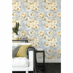 Catherine Lansfield Yellow Dramatic Floral Wallpaper Wallpaper