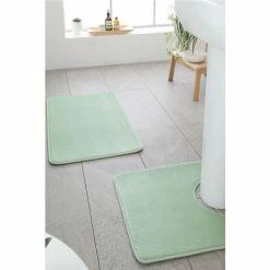 Catherine Lansfield Green Anti-Bacterial Memory Foam Bath Mat And Pedestal Mat