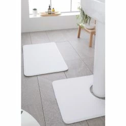 Catherine Lansfield White Anti-Bacterial Memory Foam Bath Mat And Pedestal Mat