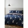 Catherine Lansfield Blue Stag Check Reversible Duvet Cover And Pillowcase Set