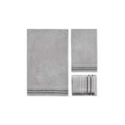 Catherine Lansfield 4 Piece Grey Java Stripe Cotton Towel Bale