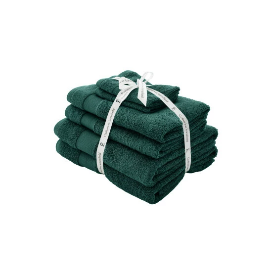 Catherine Lansfield 6 Piece Green Anti-Bacterial Cotton Towel Bale 2 Catherine Lansfield 6 Piece Green Anti-Bacterial Cotton Towel Bale - Image 2