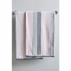 Catherine Lansfield Pink Kelso Stripe Cotton Towels
