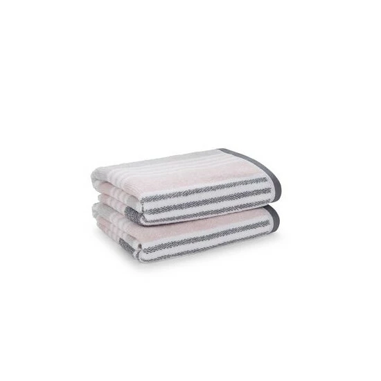 Catherine Lansfield Pink Kelso Stripe Cotton Towels 5 Catherine Lansfield Pink Kelso Stripe Cotton Towels - Image 5