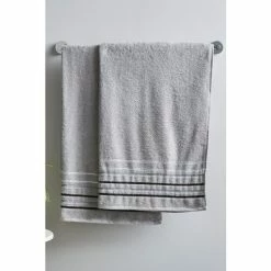 Catherine Lansfield Set Of 2 Grey Java Stripe Cotton Towels