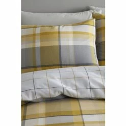 Alternative view of Catherine Lansfield Yellow Brushed Check Reversible Duvet Cover And Pillowcase Set