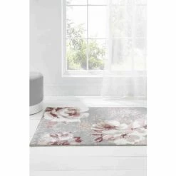 Catherine Lansfield Grey Dramatic Floral Woven Rug