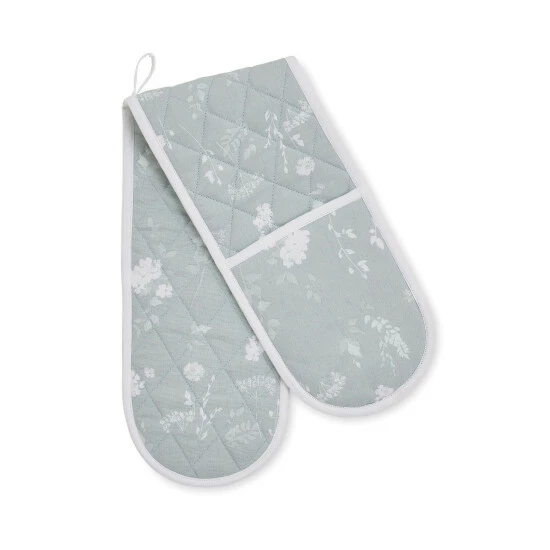 Catherine Lansfield Green Meadowsweet Floral Double Oven Glove 2 Catherine Lansfield Green Meadowsweet Floral Double Oven Glove - Image 2