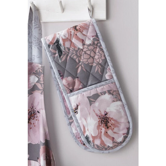 Catherine Lansfield Grey Dramatic Floral Double Oven Glove 1 Catherine Lansfield Grey Dramatic Floral Double Oven Glove