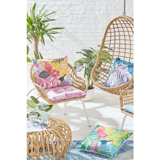Catherine Lansfield Set Of 2 Pink Tropical Palm Outdoor/Indoor Water Resistant Seat Pads 4 Catherine Lansfield Set Of 2 Pink Tropical Palm Outdoor/Indoor Water Resistant Seat Pads - Image 4