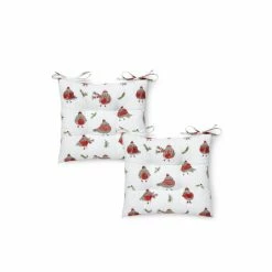 Alternative view of Catherine Lansfield Red Christmas Robins Cotton Seat Cushions Set Of 2