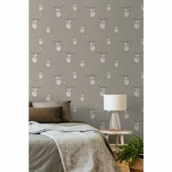 Catherine Lansfield Brown Stag Wallpaper Sample
