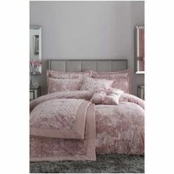 Catherine Lansfield Pink Crushed Velvet Duvet Cover And Pillowcase Set
