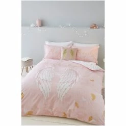 Catherine Lansfield Blush Pink Angel Duvet Cover And Pillowcase Set
