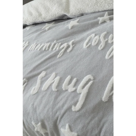 Catherine Lansfield Grey Cosy Up Tufted Fleece Duvet Cover And Pillowcase Set 3 Catherine Lansfield Grey Cosy Up Tufted Fleece Duvet Cover And Pillowcase Set - Image 3